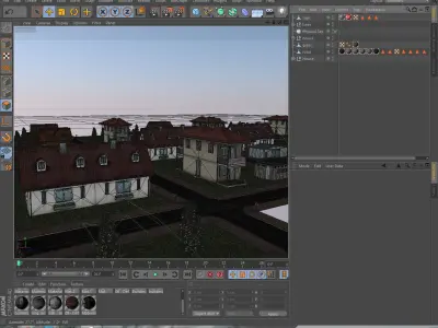 Scene street Low-poly 3D model