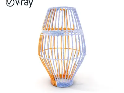 Elegant Woven Basket Lamp D Model Pack Low-poly 3D model