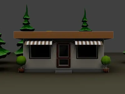 Low poly model of a diner Low-poly 3D model