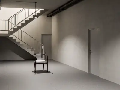 Between Doors Minimal Stairwell Interior Low-poly 3D model