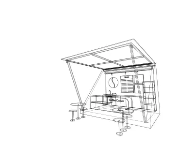  Small Coffee Shop Triangle 3D Model 3D model
