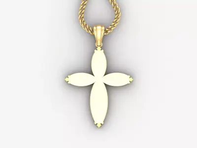 Light Gold 18K Cross Pendant 1CP054 3D print model