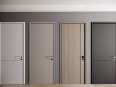 Door Modern bedroom-door-entrance door-wooden door 3D model 3