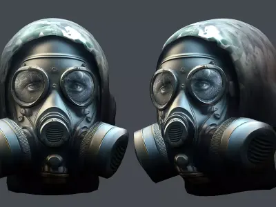 Gas mask helmet 3d model military combat Low-poly 3D model Low-poly 3D model 5