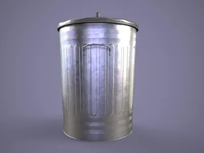 Dustbin metal trash can Low-poly 3D model