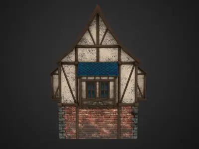 Medieval house Low-poly 3D model