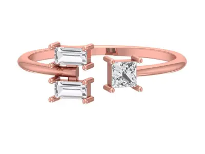 Three Stone Light Weight Band Ring 3D print model