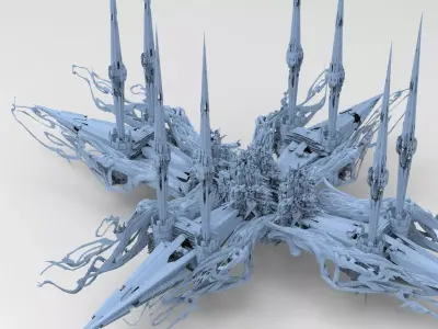 Sci fi Orchid city structure 3 3D model