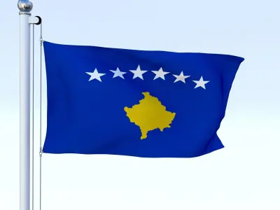 Animated Kosovo Flag Low-poly 3D model