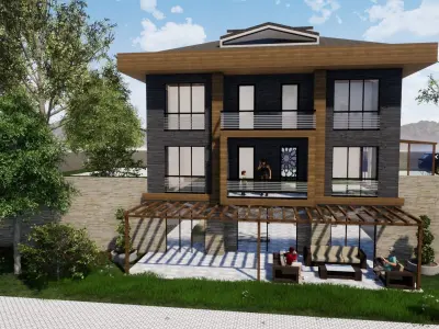 TRIPLEX HOUSE Free low-poly 3D model