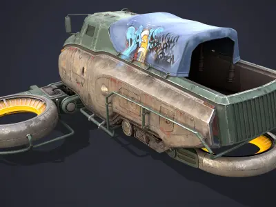 Sci-Fi Flying Hover Truck Space Fighter 3D model