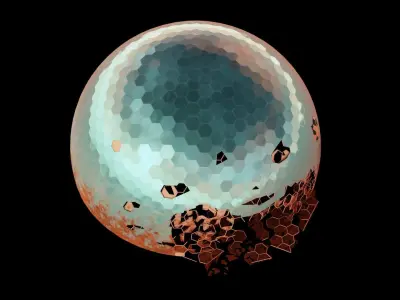 Damaged Martian Dome  Low-poly 3D model