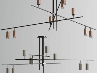 Minimalist Designer Chandelier Swivel Shades 3D model