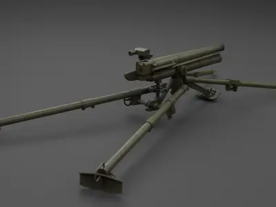 Type 11 37 mm infantry gun Low-poly 3D model
