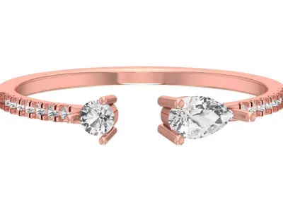 Solitaire Women Light Weight Pear Stone Band Ring 3D print model shop