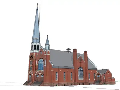 Architecture-Religion-God-Culture-Temple-052 church with steeple 3D model