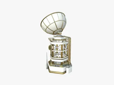 SciFi Antenna Tower A11 Gold - Sci Fi Exterior Design Low-poly 3D model