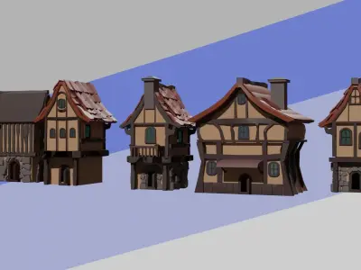 Fantasy Medieval Buildings Pack Free low-poly 3D model