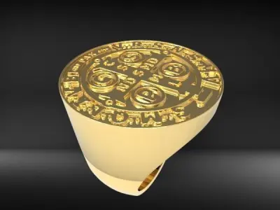 St Benedict Exorcism Ring Christian Catholic Jewelry 3D print model