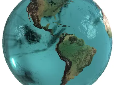 Earth Water 3D Globe Contours Map Low-poly 3D model