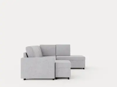 Link U Sofa Large With Divan Left Light Gray Low-poly 3D model