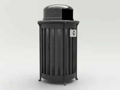 Metal Street Trash Bin 4K PBR Game Ready UV Unwrapped vol 05 Low-poly 3D model