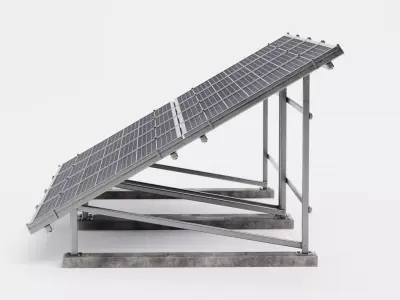 Solar Panel Set V4 - Double Polycrystalline Photovoltaic Array 3D model
