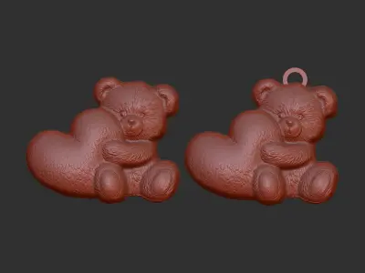 teddy big heart valentines decor  3D print model