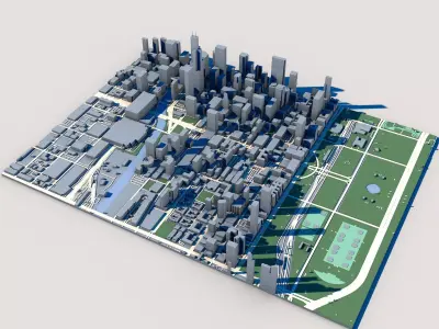 Part of Chicago 3D Model Downtown Chicago Skyline 02 3D model