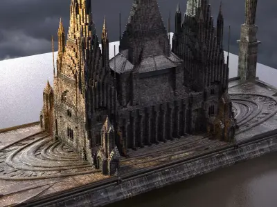 Dark Victorian Castle courtyard 1 3D model