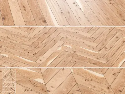 Boen Oak and  Ash Parquet Flooring - 5 Pro Layouts-4 Materials 3D model