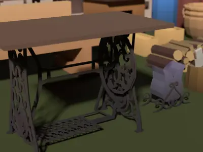 Low-poly country house yard props pack Low-poly 3D model