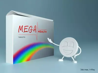 Character Pill with Pill Box Expressive 3D Model 3D model