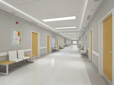 Hospital Corridor and Furniture 3D model