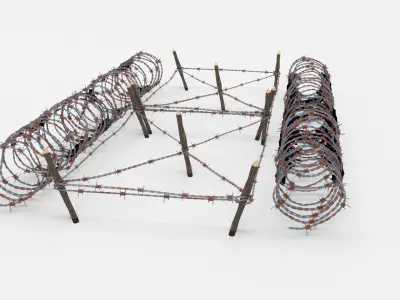 Low Poly Barb Wire Obstacle Low-poly 3D model