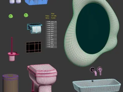 Bathroom accessories set 3D model
