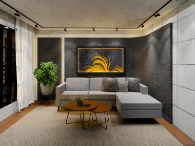 Industrial Contemporary Small Living Room 3D print model