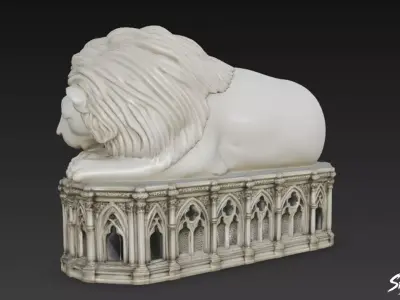 Lion Statue V34 Low-poly 3D model
