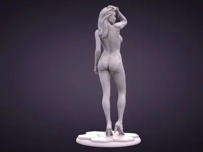 Sci fi Cyber Girl Character Cyborg Figurine Female 3D print model