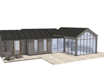 Modern Cabin 3D Model Minimal tiny House IFC SKP OBJ FBX GLB 3D model