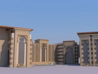 0166 - Islamic Facade Building 3D model