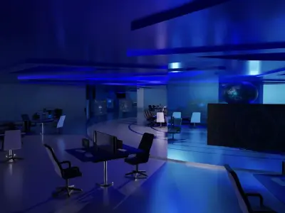 Sci-Fi Command Center Low-poly 3D model