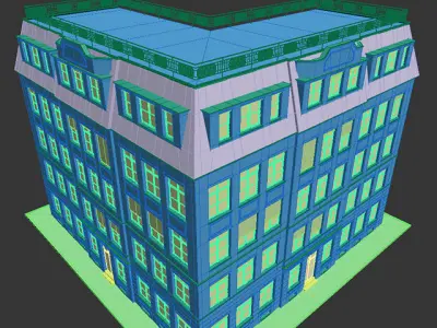 Building brick with windows and balconies 3D model