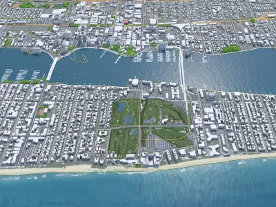 West Palm Beach Downtown Florida USA Low-poly 3D model