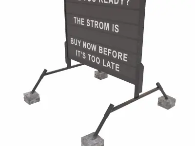 Road side information board 3d model Low-poly 3D model