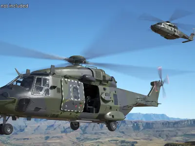  NH90 Army Multirole Helicopter Green Camo with Interior Rigged 