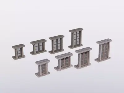 Central european Rustic Windows Low-poly 3D model
