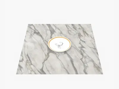 Plate marble tile with gold circle 3D model