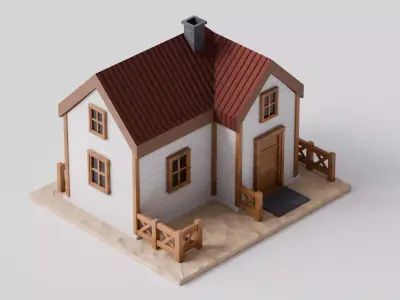 Cute Cartoon Small Wood House 01 3D model