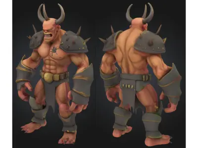 Stylized Demon Barbarian Low-poly 3D model